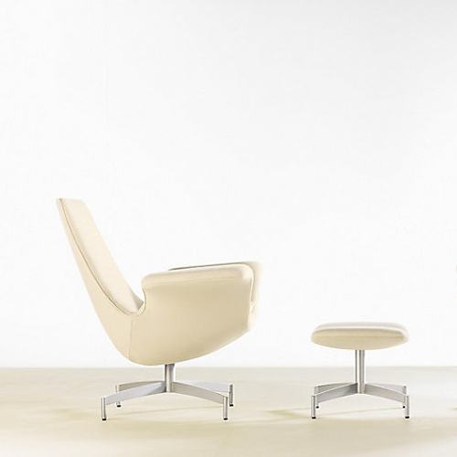 HNI HBF Dialogue Lounge Chair and Ottoman, Cream - Ex Showroom